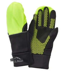 New L.L.Bean "Adults' Bean Bright Stretch Glove With Overmitt" Black/NeonYellow