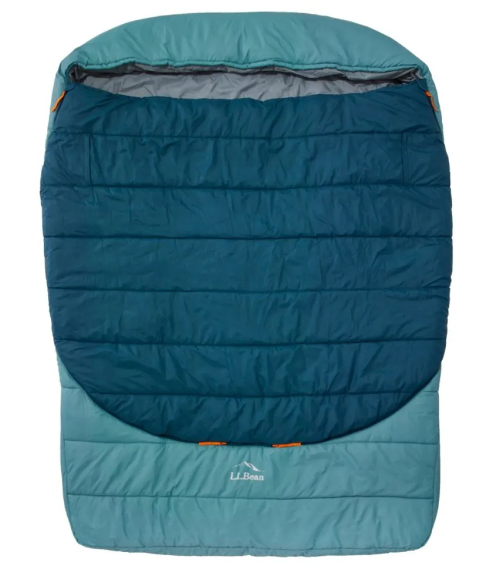 New L.L.Bean "Adults' Adventure 30° Sleeping Bag, Double" DeepAdmiralBlue/MineralBlue