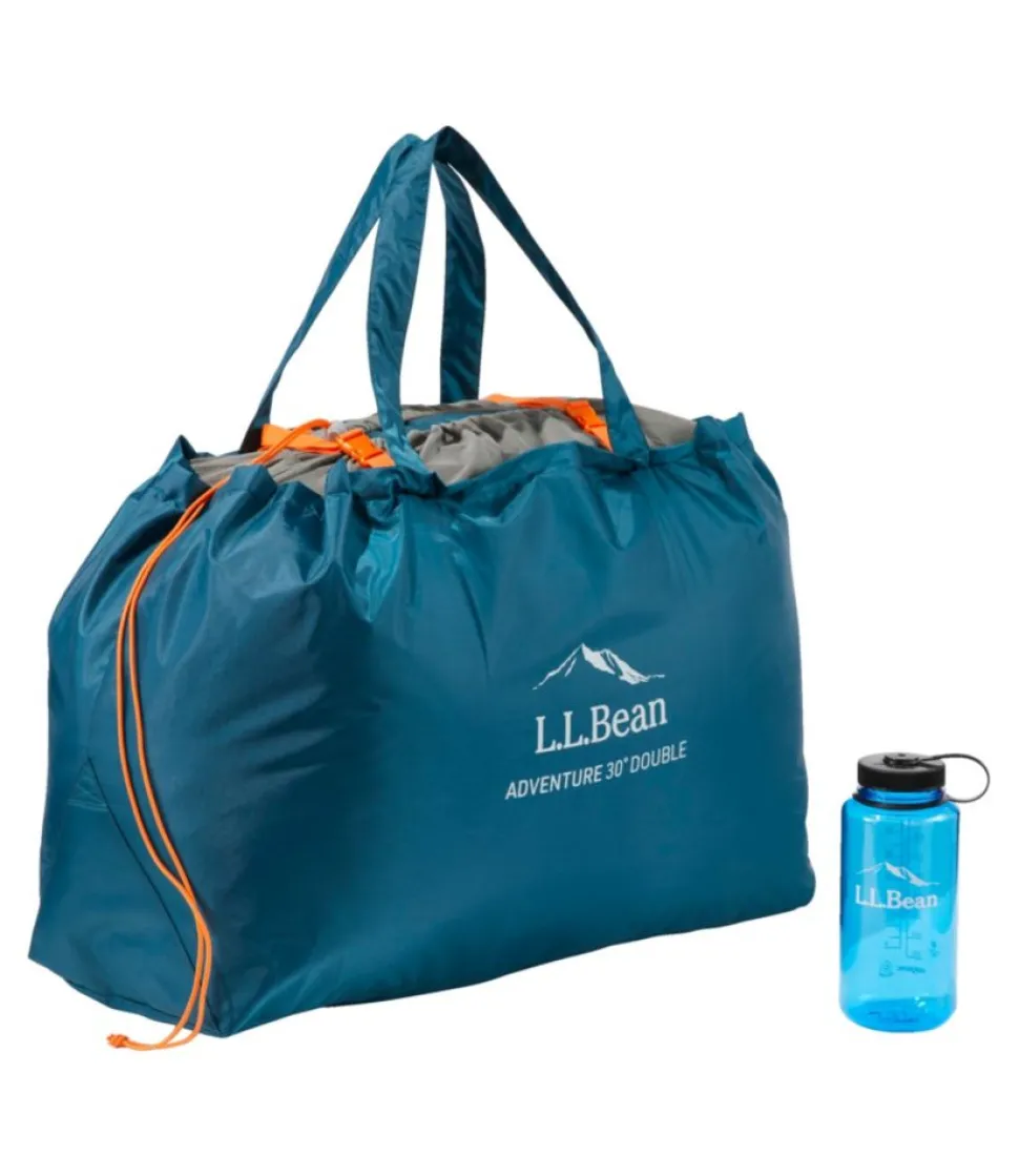 New L.L.Bean "Adults' Adventure 30° Sleeping Bag, Double" DeepAdmiralBlue/MineralBlue