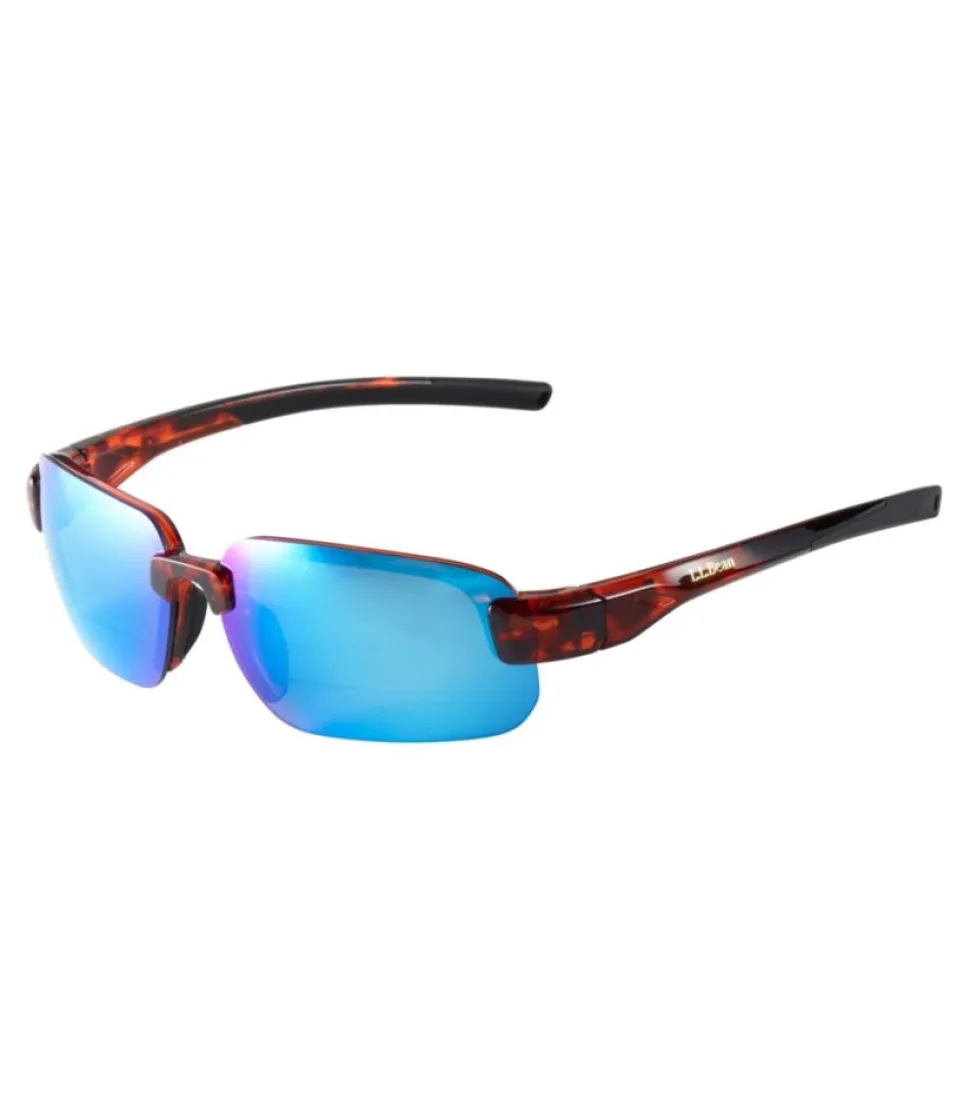 Cheap L.L.Bean "Adults' Polarized Performance BiFocal Rimless Mirror Sunglasses" ShinyDarkDemi/SmokeBlueMirror