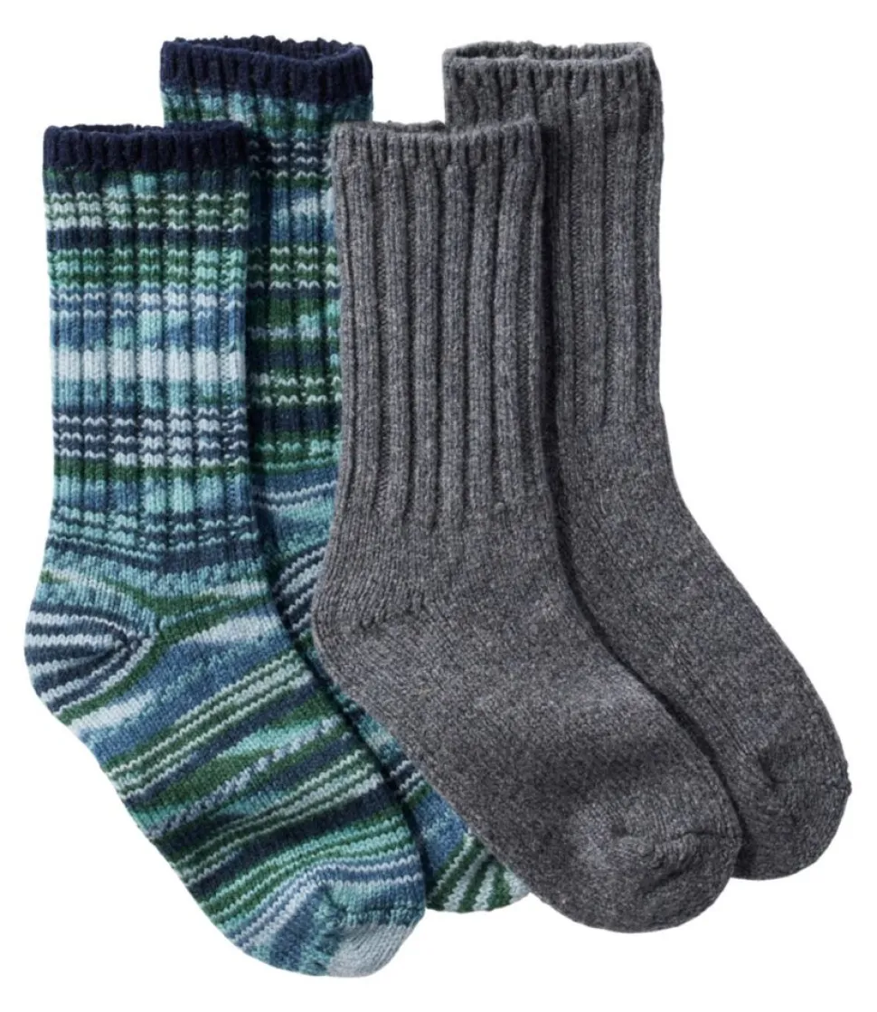 Shop L.L.Bean "Adults' Merino Wool Ragg Socks 10" Two-Pack, Print"