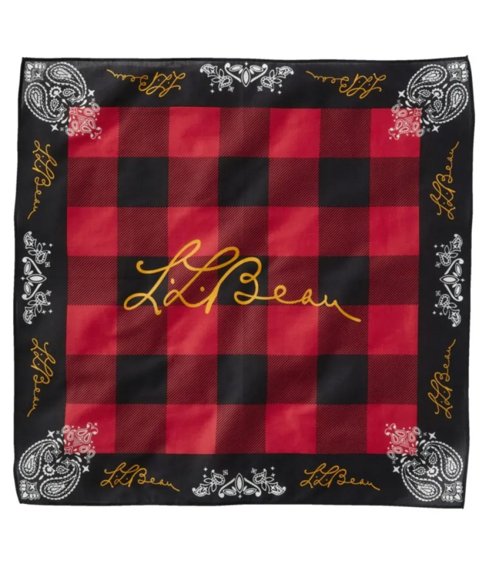 Discount L.L.Bean "Adults' Signature Heritage Cotton Bandana" RoyalRedBuffaloCheck