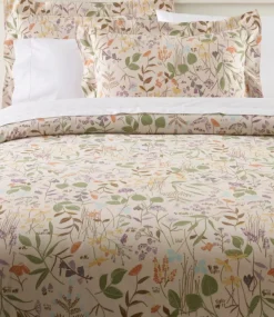 Clearance L.L.Bean "Birch Floral Flannel Comforter Cover Collection" Silver