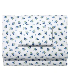 Best Sale L.L.Bean "Blueberry Flannel Sheet Collection" White
