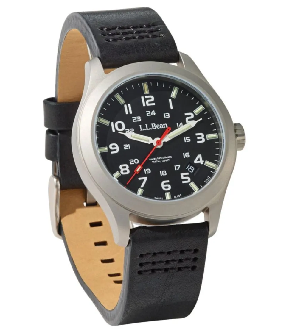 Shop L.L.Bean "Casco Bay Self-Illuminating Field Watch. 40mm" Black