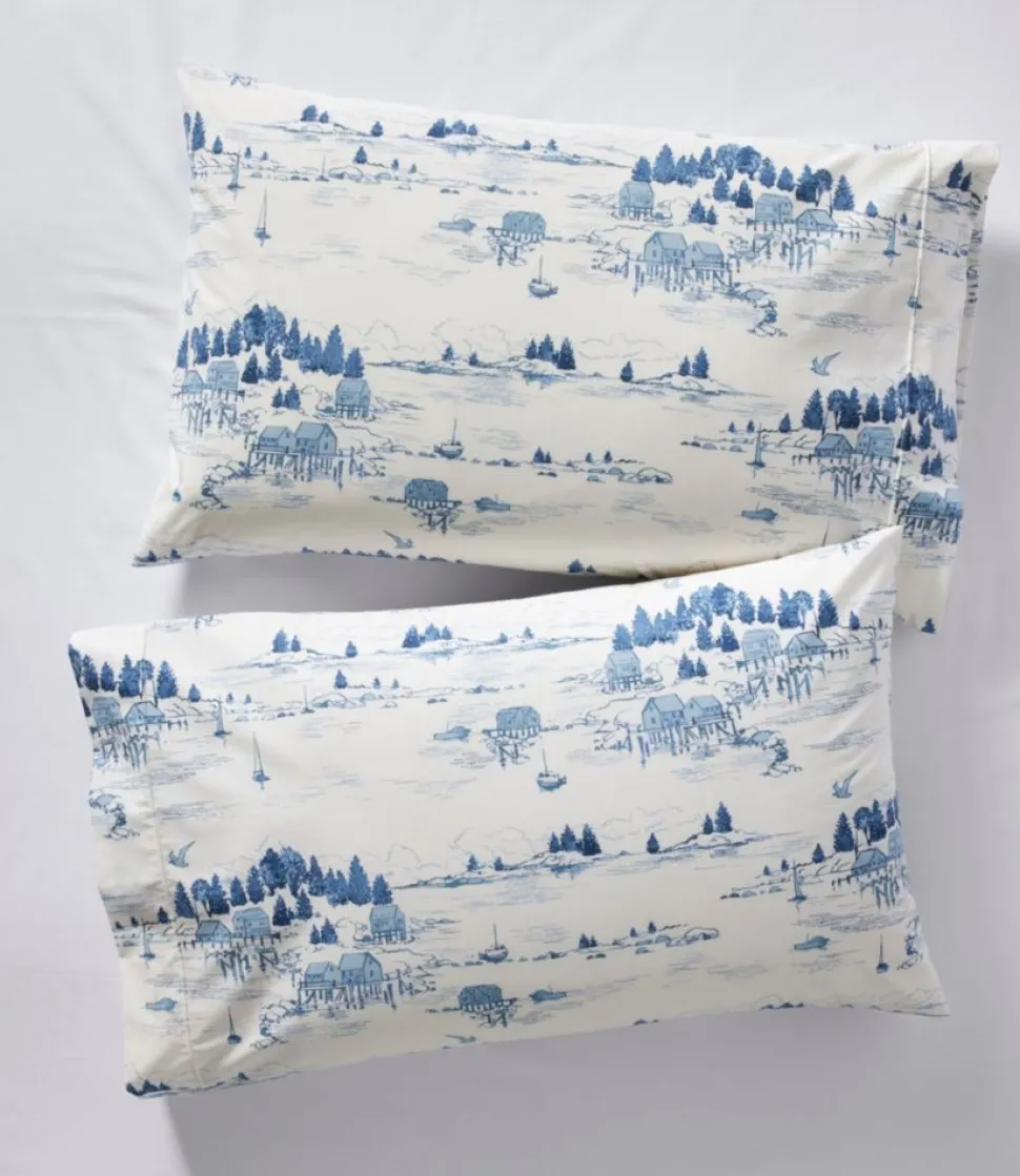 Best Sale L.L.Bean "Coastal Landscape Percale Sheet Collection" SeaSalt
