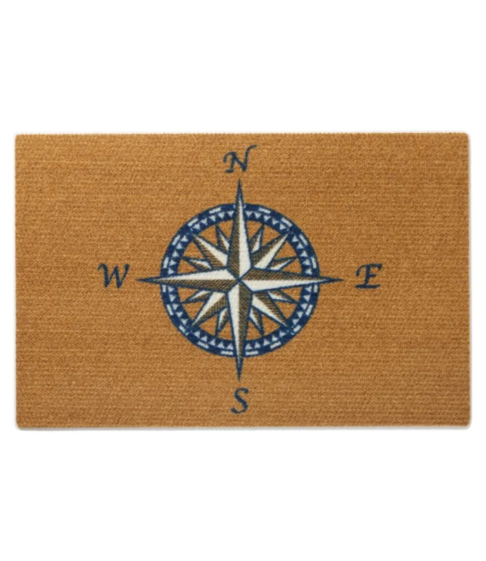 Flash Sale L.L.Bean "Duracoir Doormat, Compass Rose" Natural/White