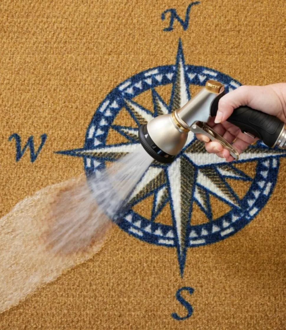 Flash Sale L.L.Bean "Duracoir Doormat, Compass Rose" Natural/White