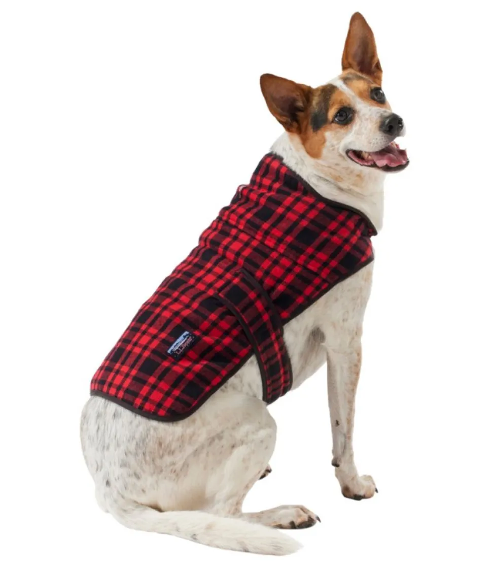 New L.L.Bean "Flannel Sherpa Dog Vest" RoyalRedPlaid