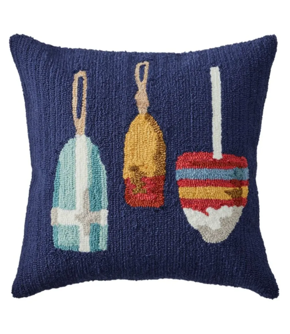 Best Sale L.L.Bean "Indoor/Outdoor Hooked Pillow, Buoys" Multi