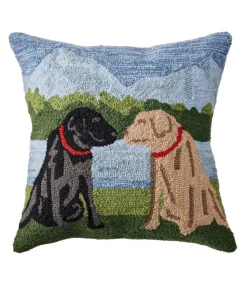 Online L.L.Bean "Indoor/Outdoor Hooked Pillow, Mountain Dogs" Multi