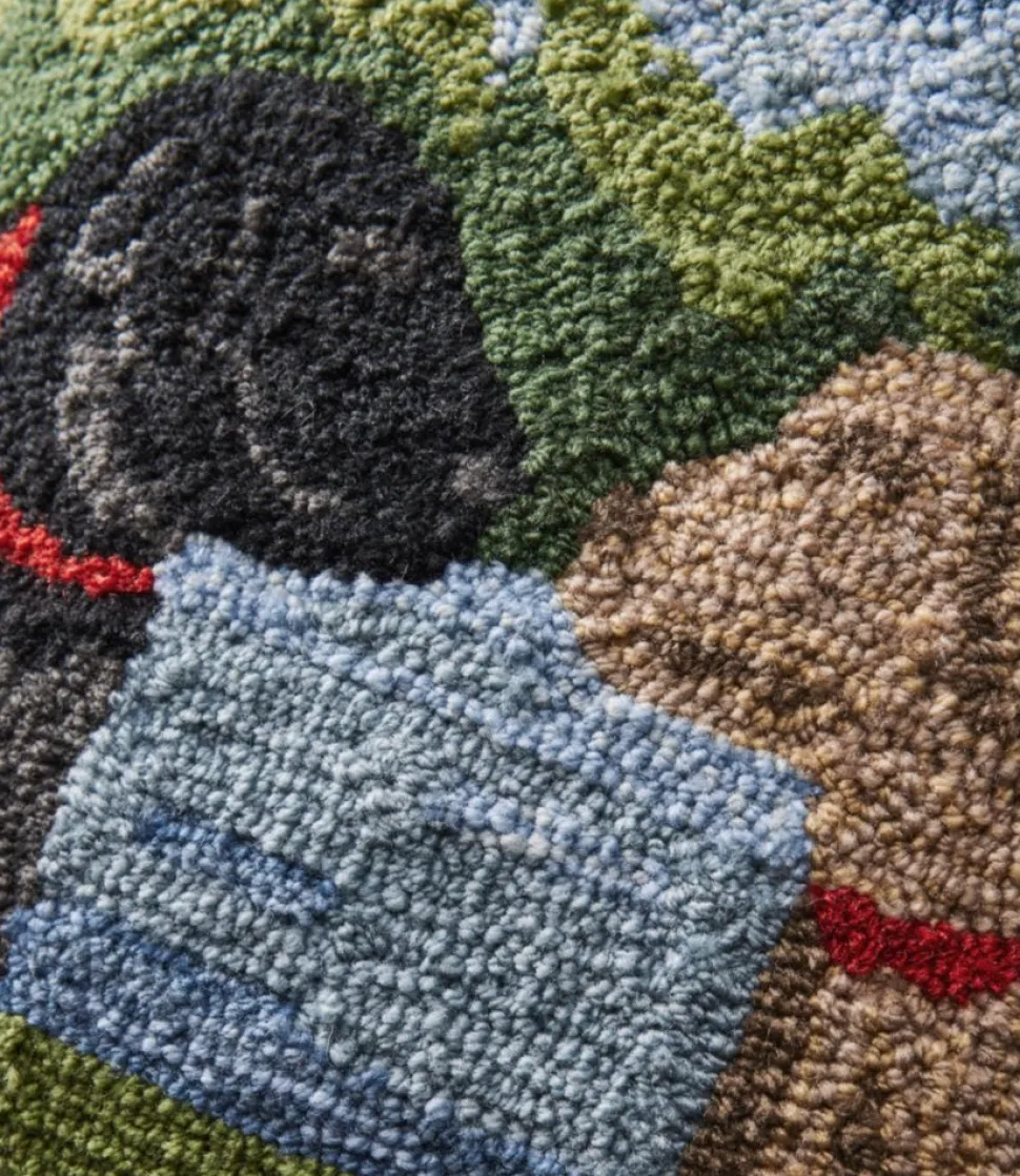 Online L.L.Bean "Indoor/Outdoor Hooked Pillow, Mountain Dogs" Multi
