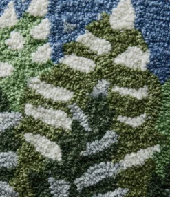 Store L.L.Bean "Indoor/Outdoor Hooked Pillow, Frosted Trees" Multi