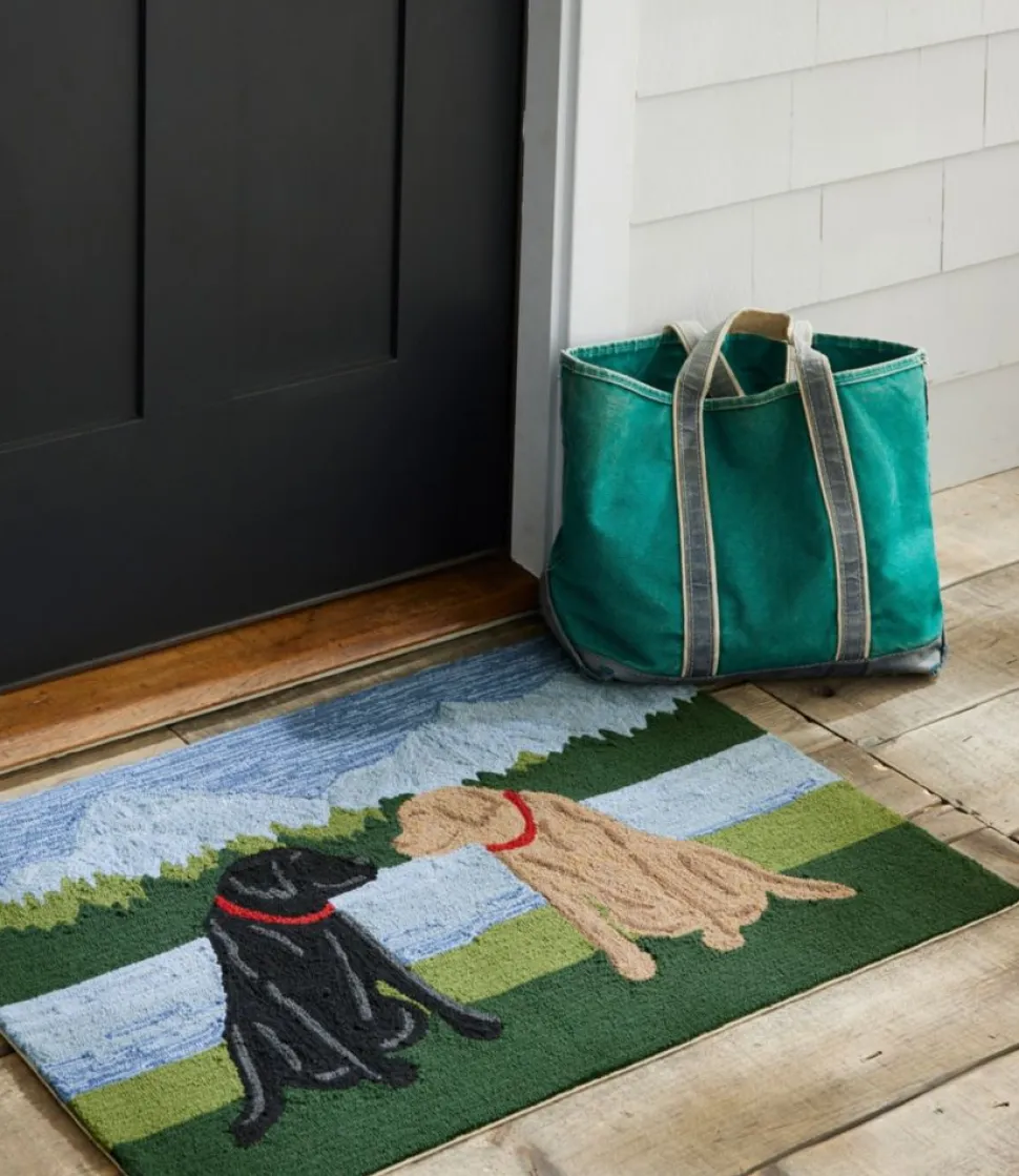 Sale L.L.Bean "Indoor/Outdoor Vacationland Rug, Mountain Dogs" Multi