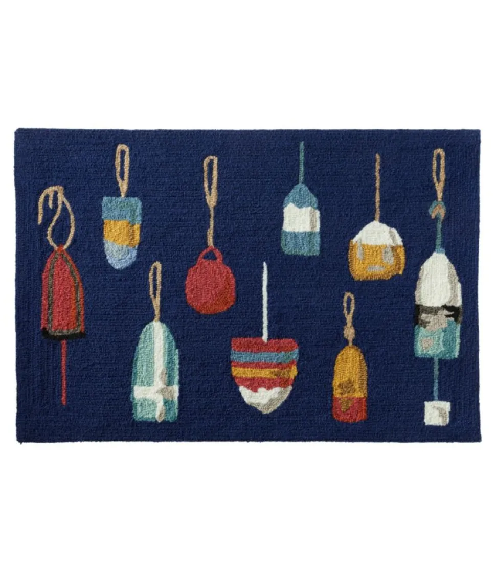 Sale L.L.Bean "Indoor/Outdoor Vacationland Rug, Buoys" Multi