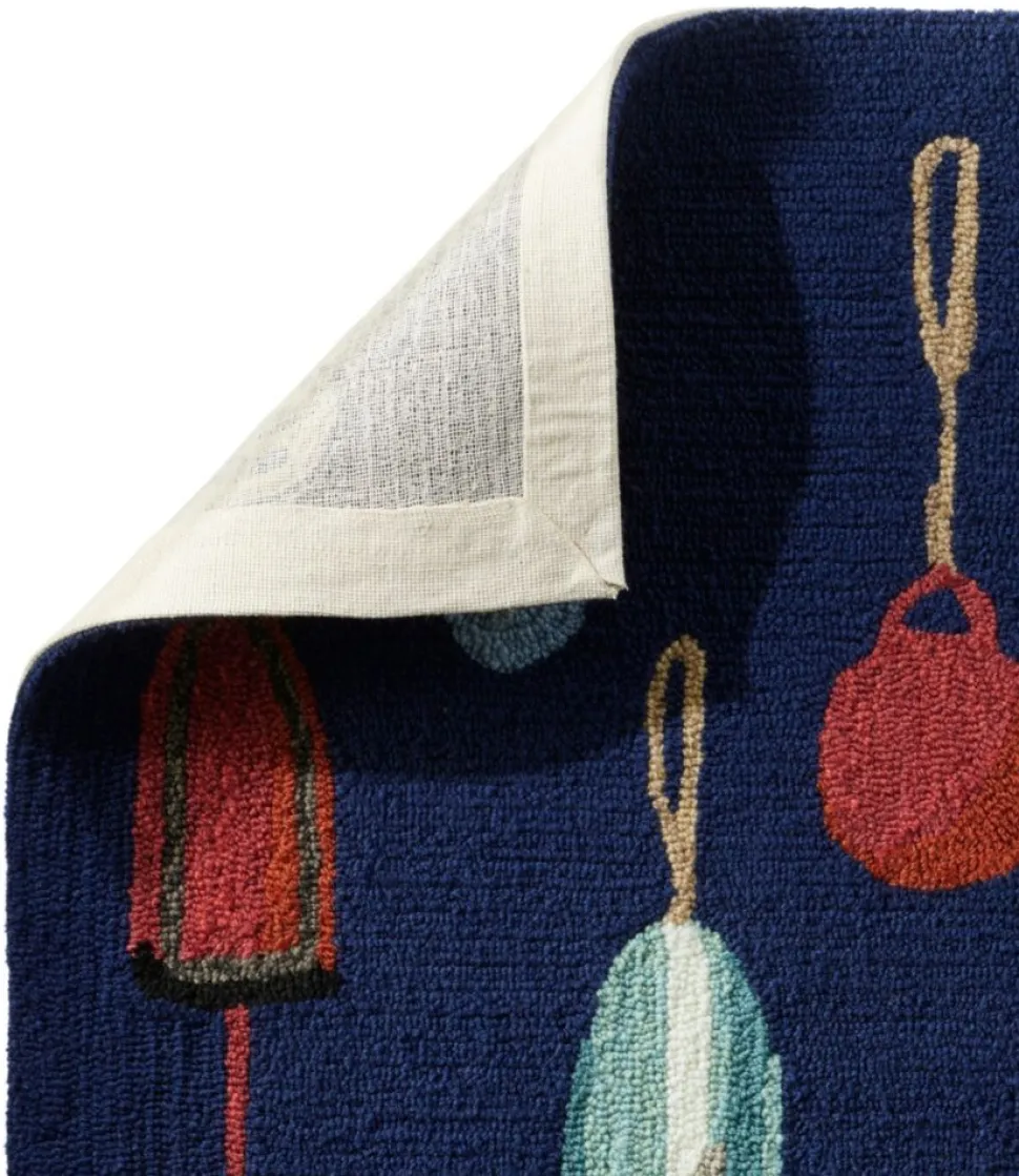 Sale L.L.Bean "Indoor/Outdoor Vacationland Rug, Buoys" Multi