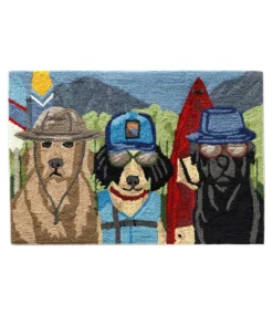 Hot L.L.Bean "Indoor/Outdoor Vacationland Rug, Paddle Sports Dogs" Multi