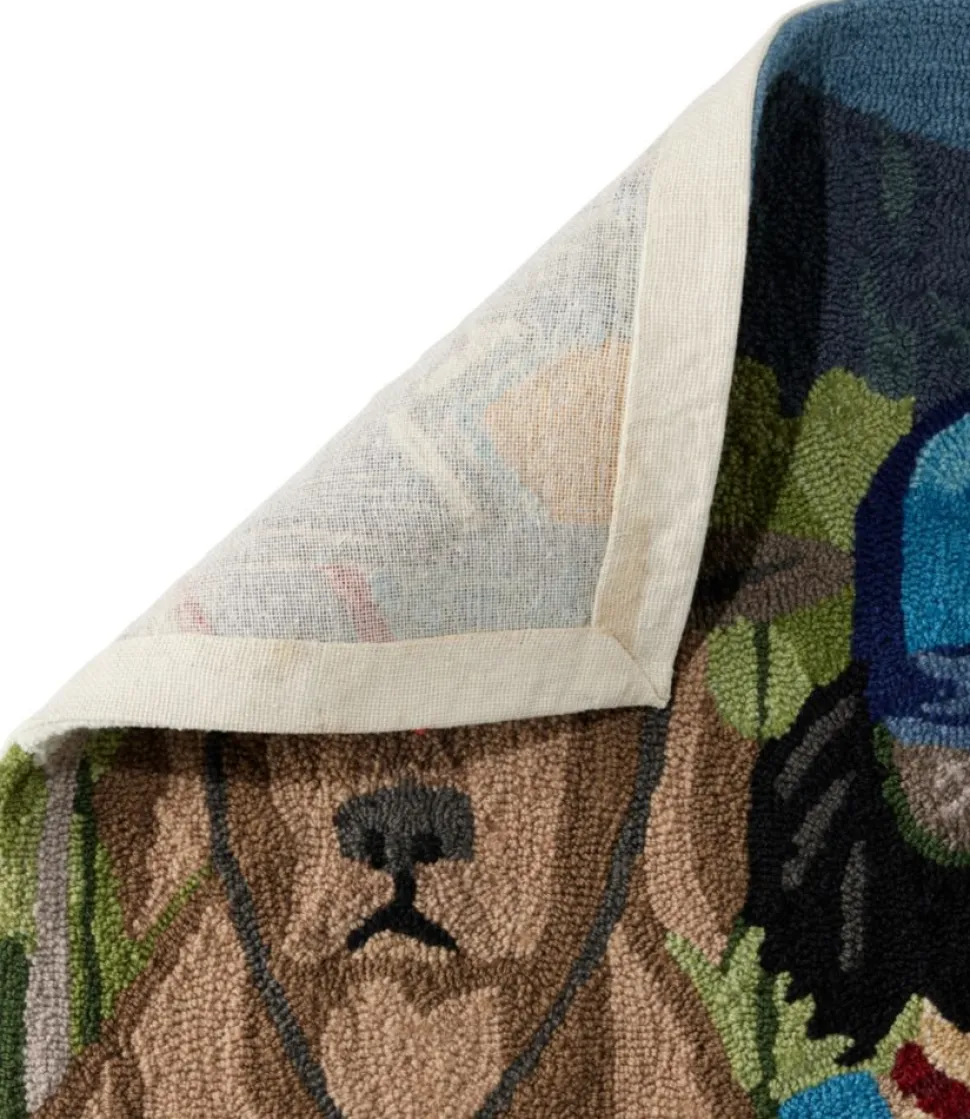 Hot L.L.Bean "Indoor/Outdoor Vacationland Rug, Paddle Sports Dogs" Multi