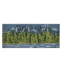 Best Sale L.L.Bean "Indoor/Outdoor Vacationland Runner, Lakeside Mountain Scene" Multi