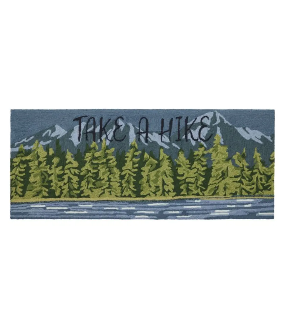 Best Sale L.L.Bean "Indoor/Outdoor Vacationland Runner, Lakeside Mountain Scene" Multi