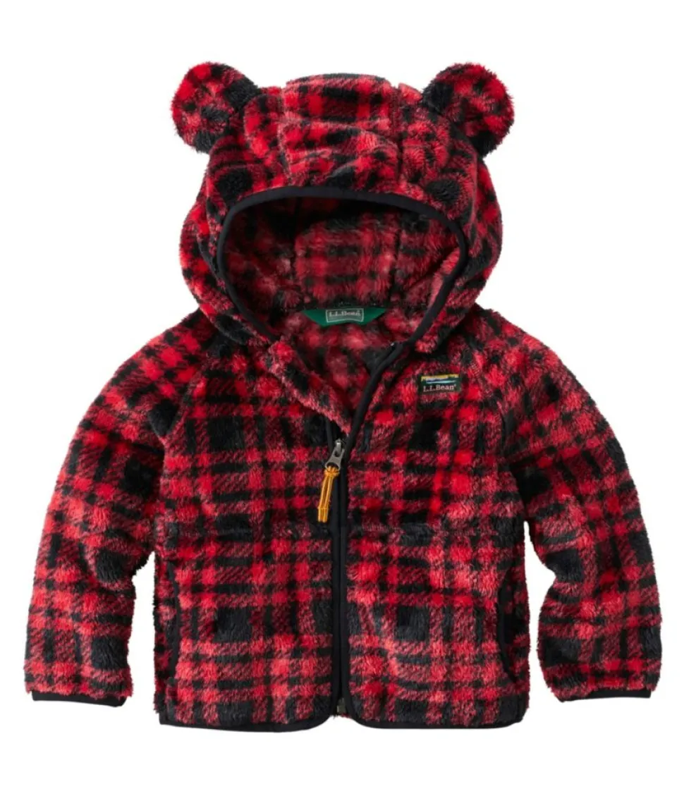 Cheap L.L.Bean "Infants' Hi-Pile Fleece Jacket, Print" RoyalRedPlaid