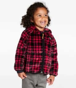 Cheap L.L.Bean "Infants' Hi-Pile Fleece Jacket, Print" RoyalRedPlaid