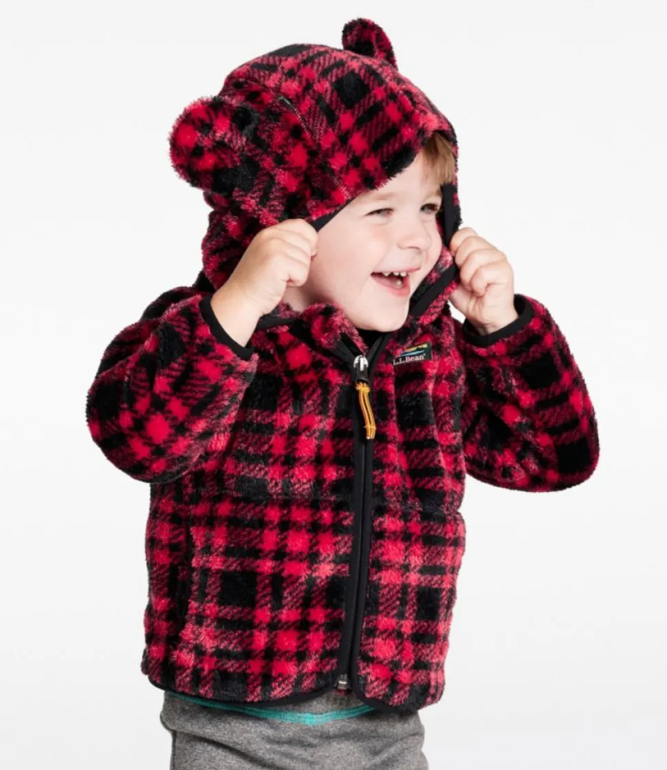 Cheap L.L.Bean "Infants' Hi-Pile Fleece Jacket, Print" RoyalRedPlaid