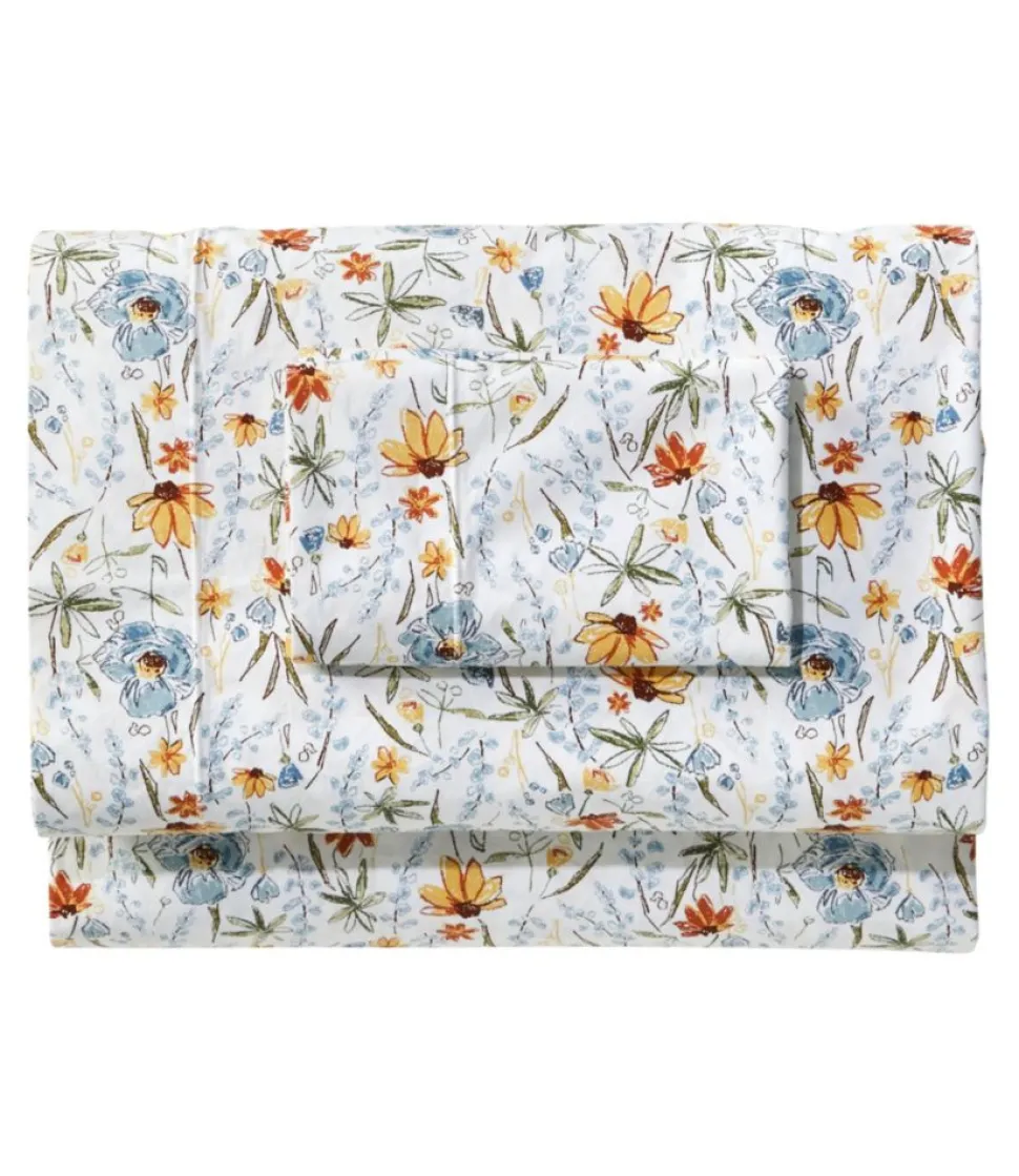 Hot L.L.Bean "Jess Franks Print Percale Sheet Set Collection" White