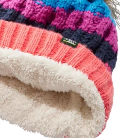Shop L.L.Bean "Kids' Cozy Striped Cable Pom Hat"