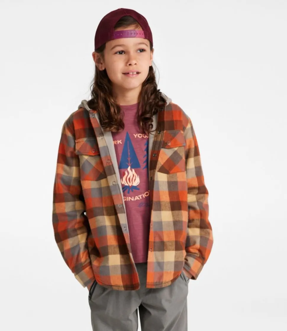 Shop L.L.Bean "Kids' Fleece-Lined Flannel Shirt, Hooded Plaid"