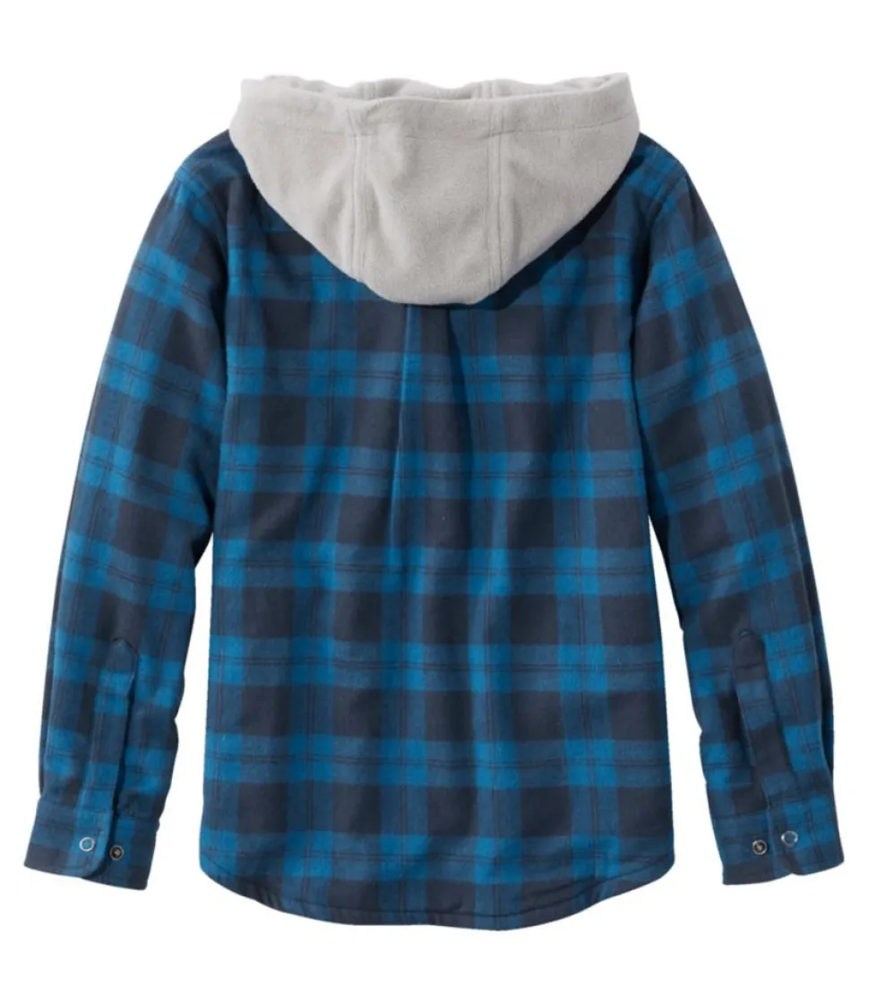 Shop L.L.Bean "Kids' Fleece-Lined Flannel Shirt, Hooded Plaid"