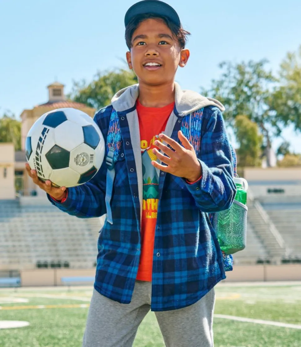 Shop L.L.Bean "Kids' Fleece-Lined Flannel Shirt, Hooded Plaid"