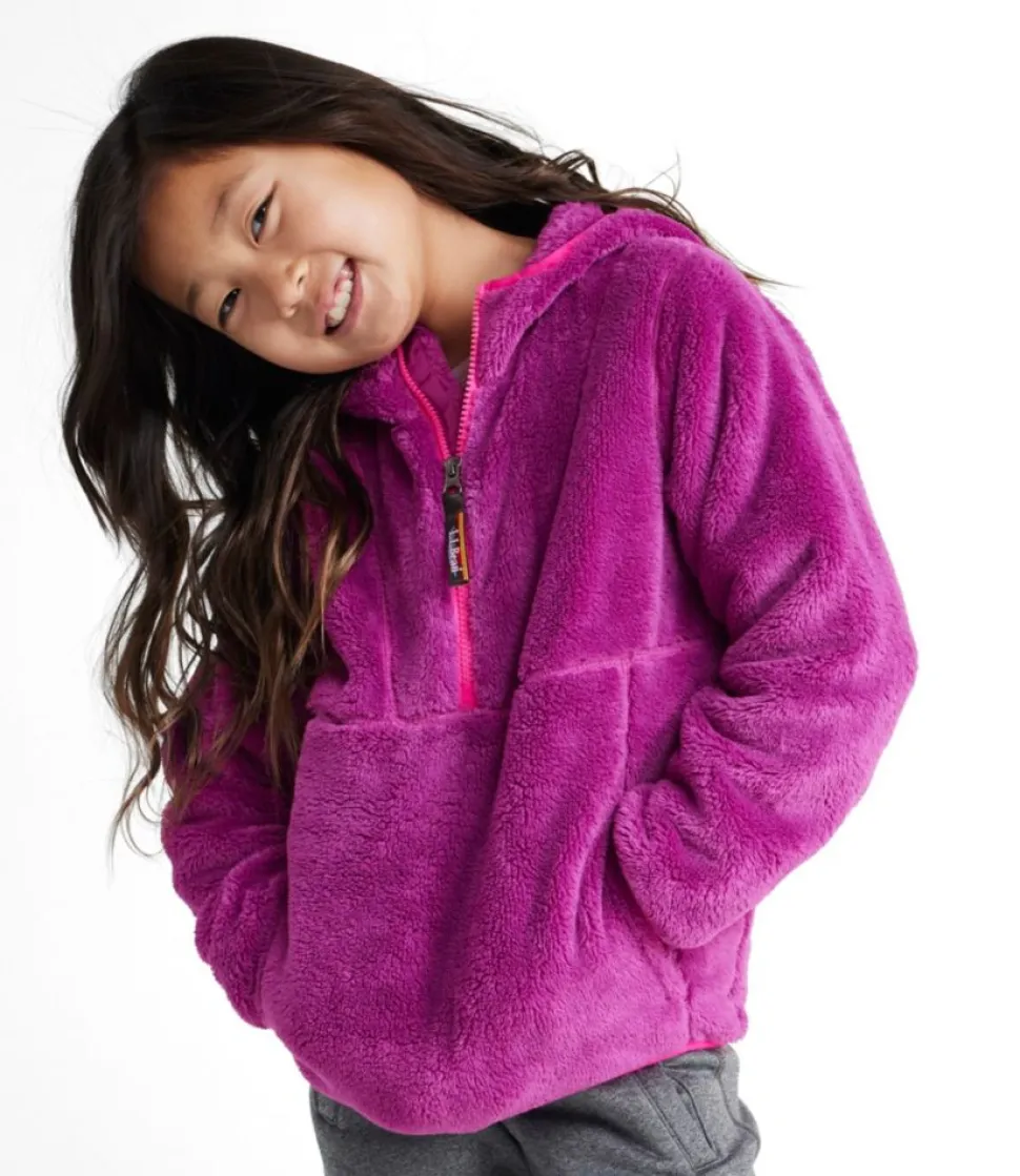 Best L.L.Bean "Kids' Hi-Pile Fleece Hooded Pullover" WildAster