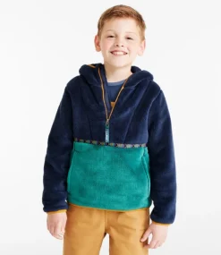 Hot L.L.Bean "Kids' Hi-Pile Fleece Hooded Pullover, Colorblock"