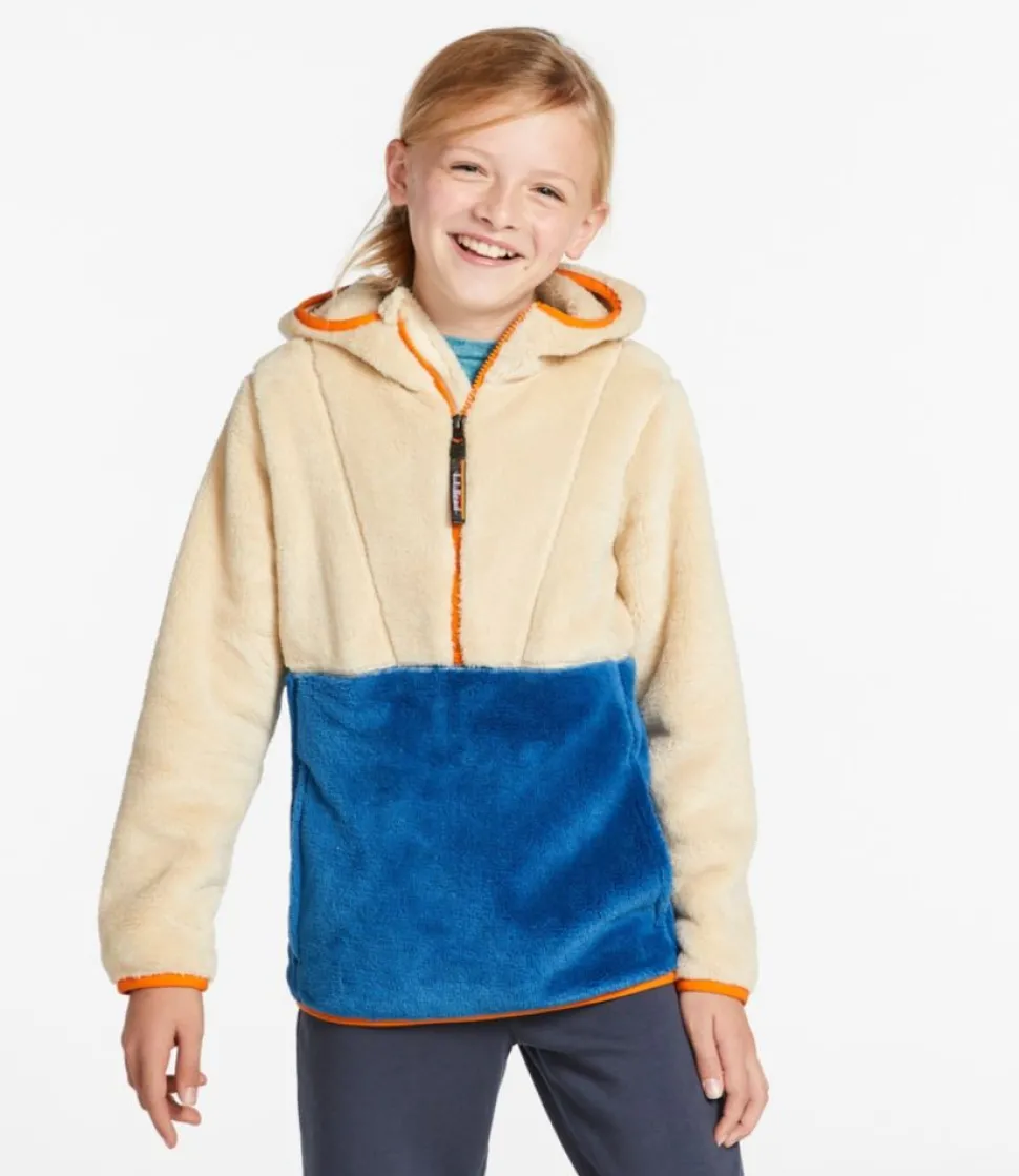 Hot L.L.Bean "Kids' Hi-Pile Fleece Hooded Pullover, Colorblock"