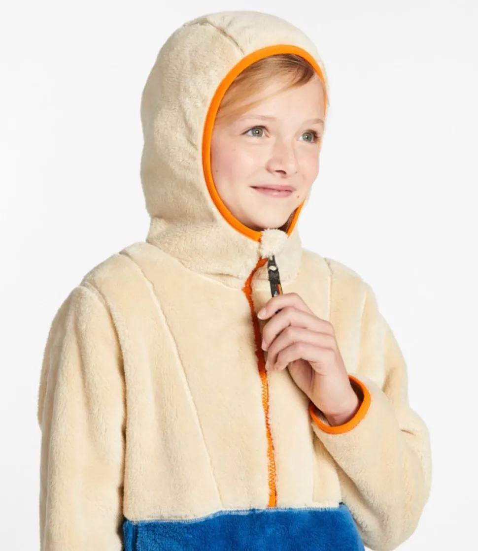 Hot L.L.Bean "Kids' Hi-Pile Fleece Hooded Pullover, Colorblock"