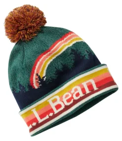 Sale L.L.Bean "Kids' Pom Hat, Scenic Stripe" LawnGreen