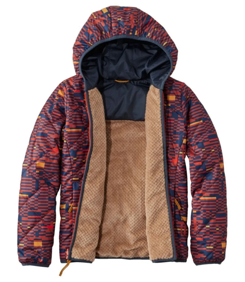 Outlet L.L.Bean "Kids' Mountain Bound Reversible Jacket, Printed" EmeraldSpruceCrossHatchCamo