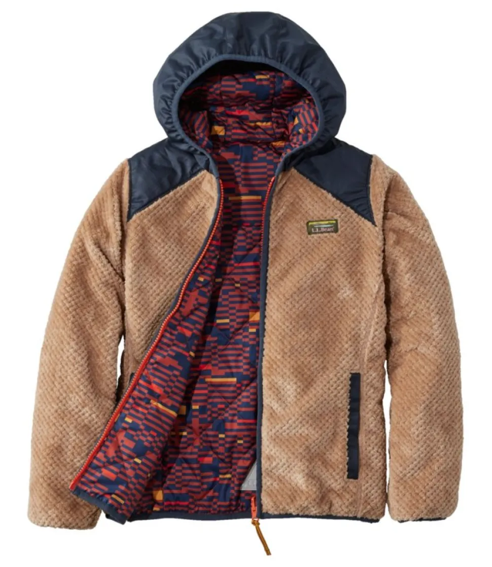 Outlet L.L.Bean "Kids' Mountain Bound Reversible Jacket, Printed" EmeraldSpruceCrossHatchCamo
