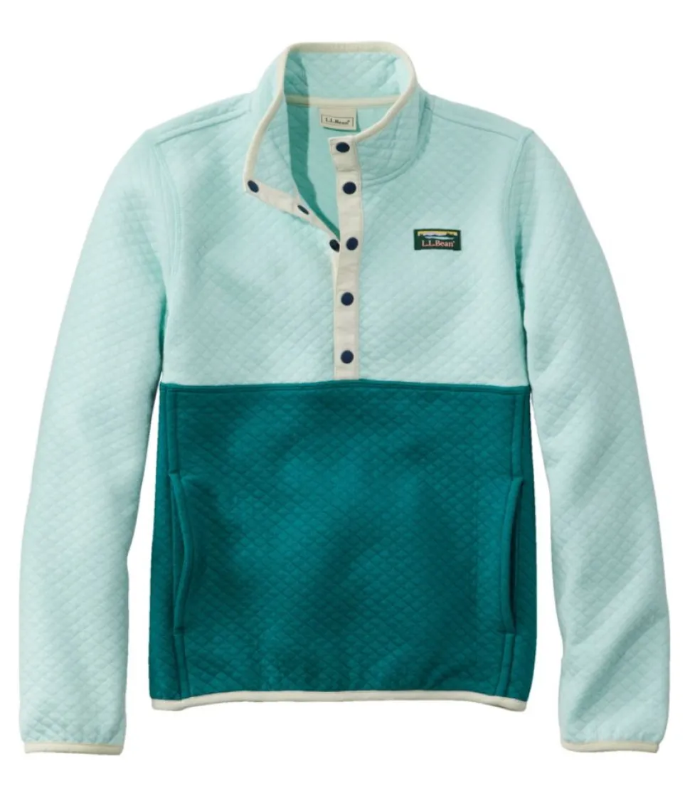 New L.L.Bean "Kids' Quilted Quarter-Snap Pullover, Colorblock"