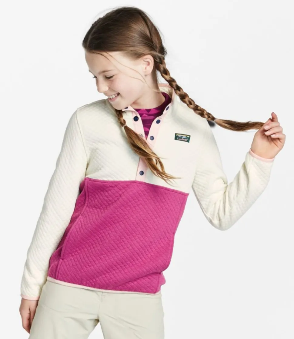 New L.L.Bean "Kids' Quilted Quarter-Snap Pullover, Colorblock"