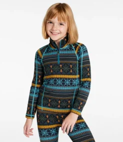 Shop L.L.Bean "Little Kids' Wicked Warm Long Underwear, Expedition-Weight Print Top" CoalSnowflakeFairisle