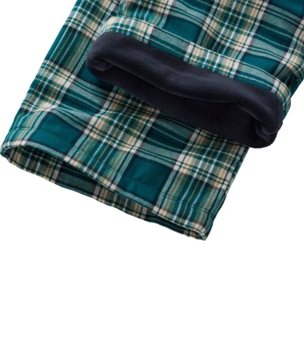 Cheap L.L.Bean " Flannel Sleep Pants, Plaid Fleece-Lined" DeepTealGreenPlaid