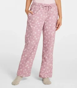 Online L.L.Bean " Flannel Sleep Pants, Print Fleece-Lined" VintageMauveSnowflake