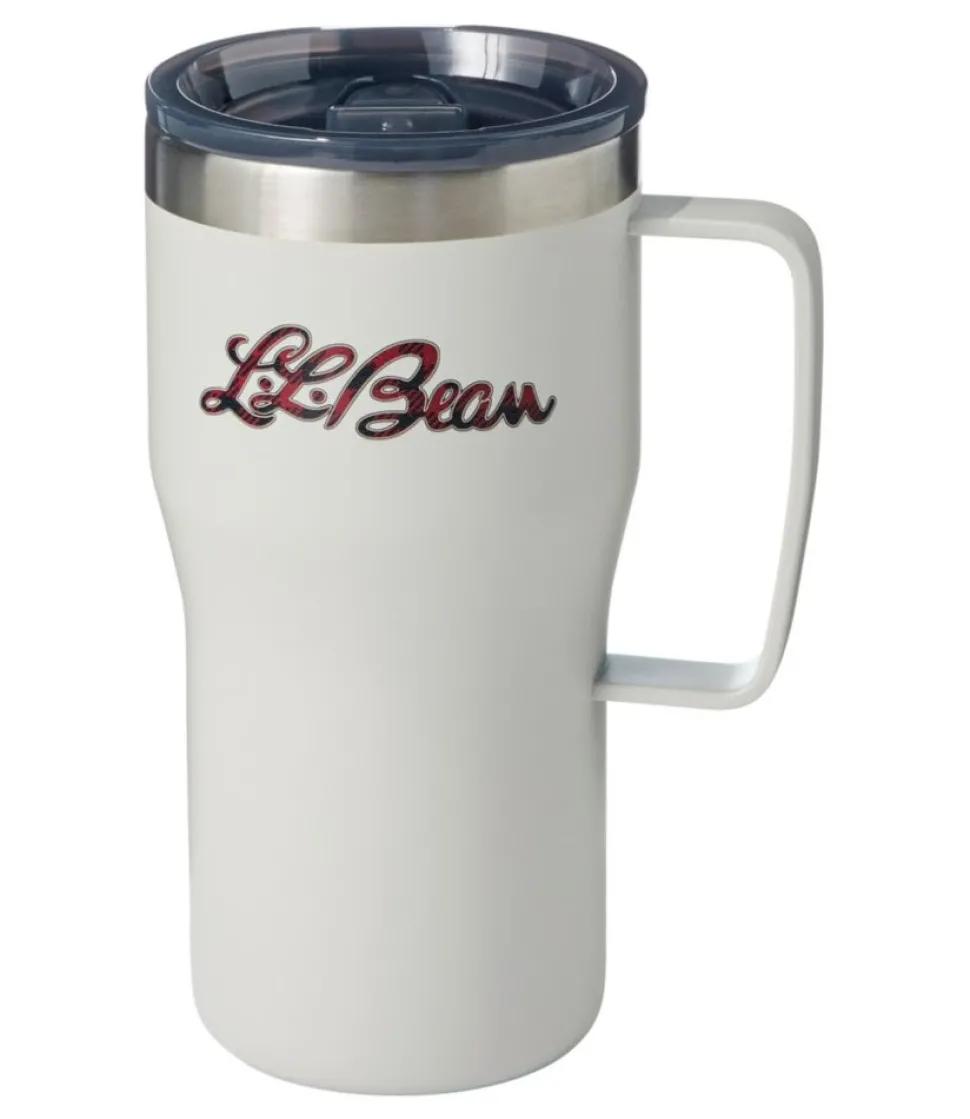 Best L.L.Bean " Insulated XL Mug, 20 oz. Print" SilverBirch/RedBuffaloPlaidScript