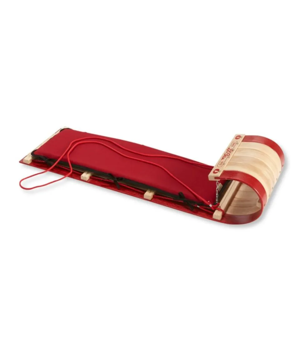 Hot L.L.Bean " Toboggan and Cushion Set, Small/Child's" Wood/Red/ScriptLogo