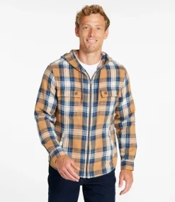 Discount L.L.Bean "Men's 1912 Field Flannel Shirt, Hooded, Slightly Fitted Untucked Fit, Plaid"