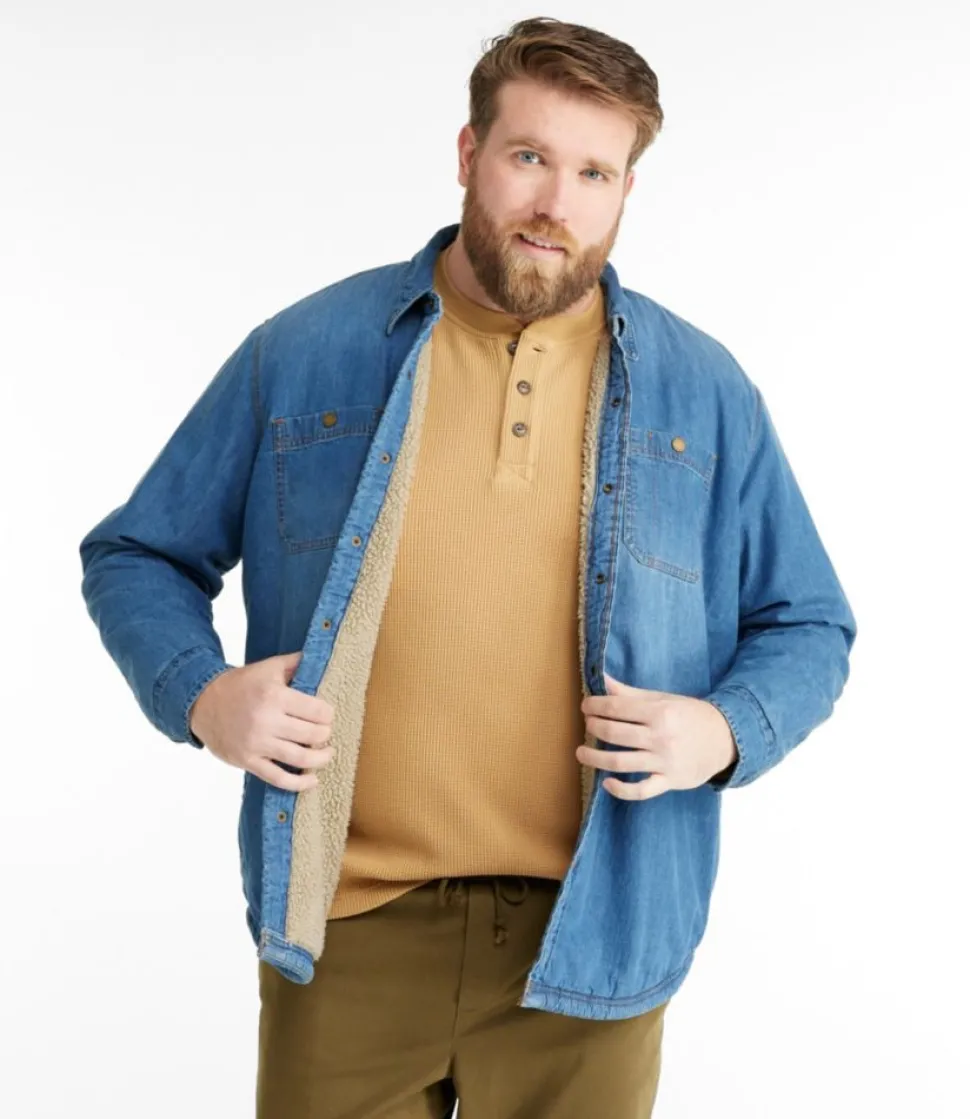 Clearance L.L.Bean "Men's 1912 Heritage Lined Shirt Jac, Denim" Stonewashed