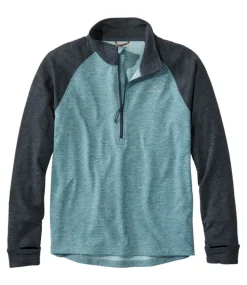 Clearance L.L.Bean "Men's Adventure Grid Fleece, Quarter-Zip Colorblock" CarbonNavy/BlueQuartz