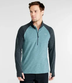 Clearance L.L.Bean "Men's Adventure Grid Fleece, Quarter-Zip Colorblock" CarbonNavy/BlueQuartz